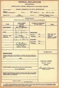 Formulaire des douanes - Apollo 11